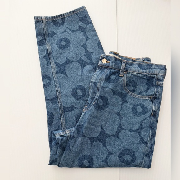 Anthropologie x Marimekko Maridenim Unikko Barrel Jeans Sz 30 Floral Maximalist - Picture 7 of 14